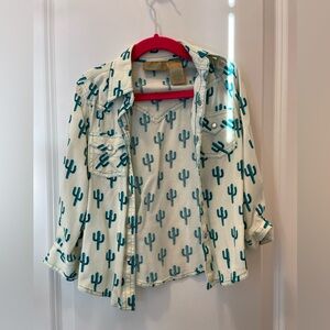 Wrangler Cactus Print Button-Up Kids Shirt xxs (3-4T)